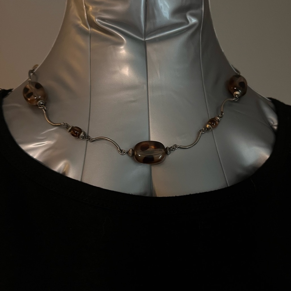 Brown Tortoiseshell Bead Necklace - Women Jewelry